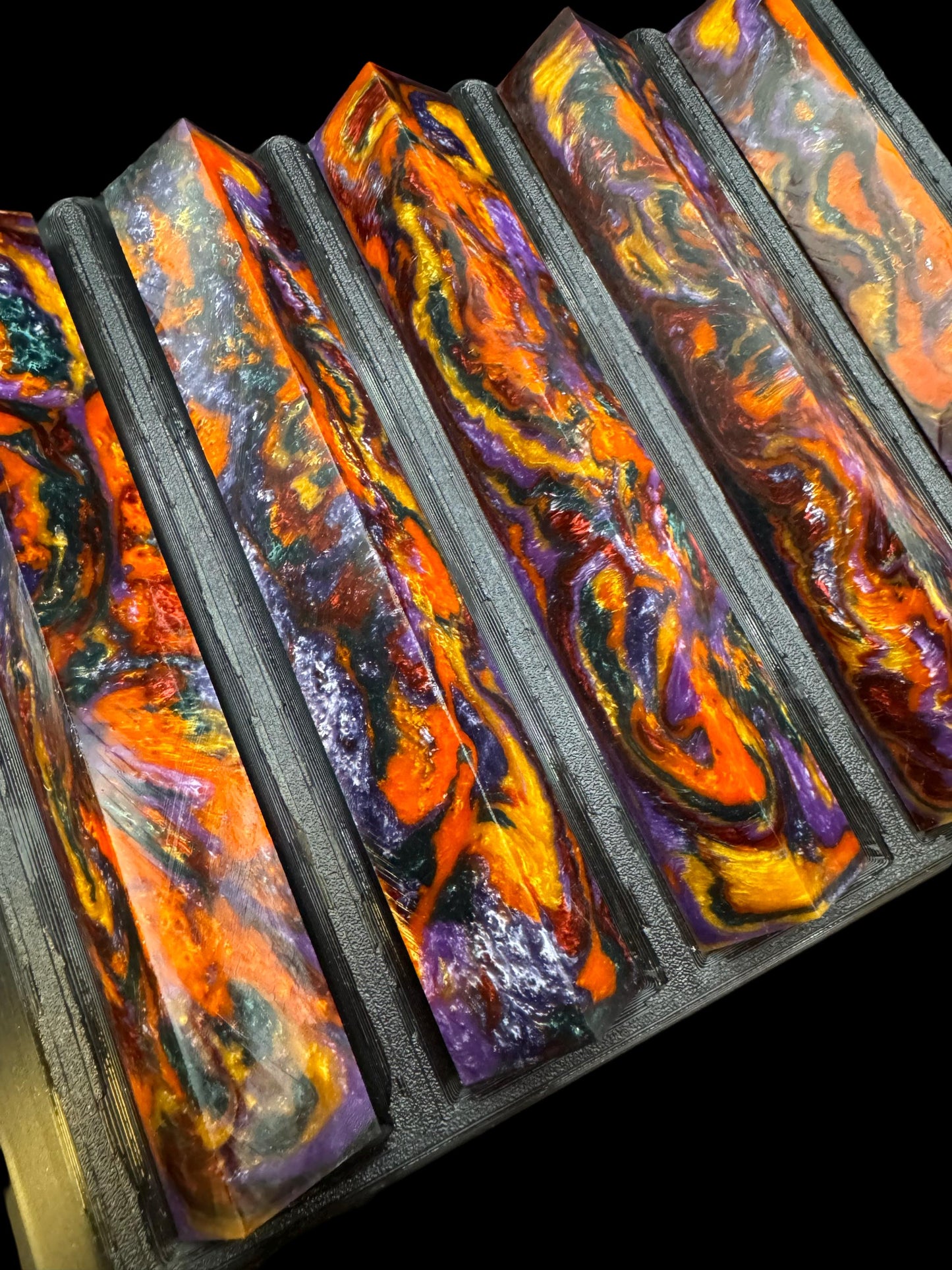 Pen Turning Blank, Alumilite Resin, Fall Garden