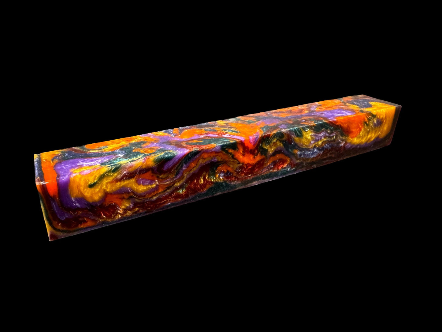 Pen Turning Blank, Alumilite Resin, Fall Garden