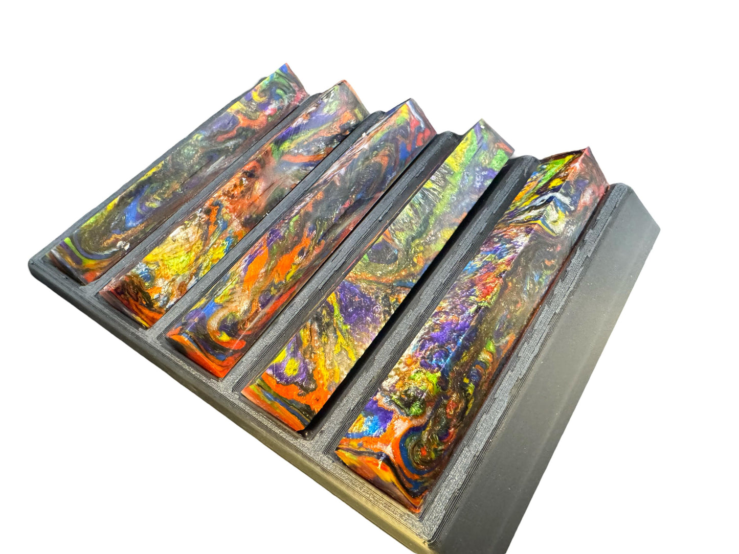 Pen Turning Blank, Alumilite Resin, Dark Rainbow