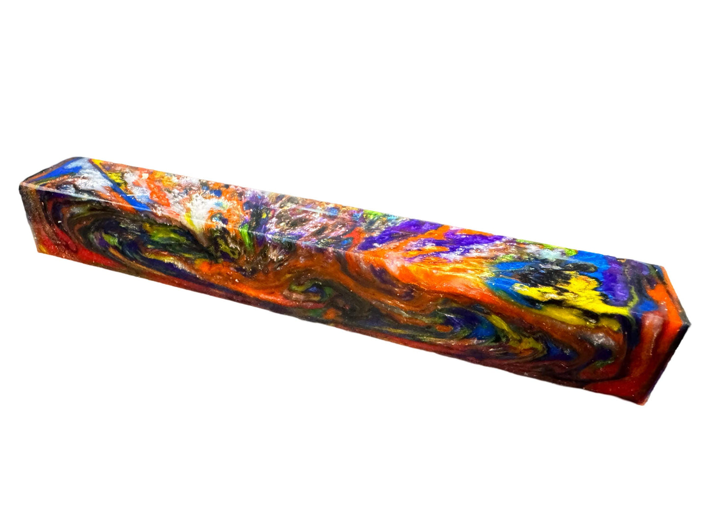Pen Turning Blank, Alumilite Resin, Dark Rainbow