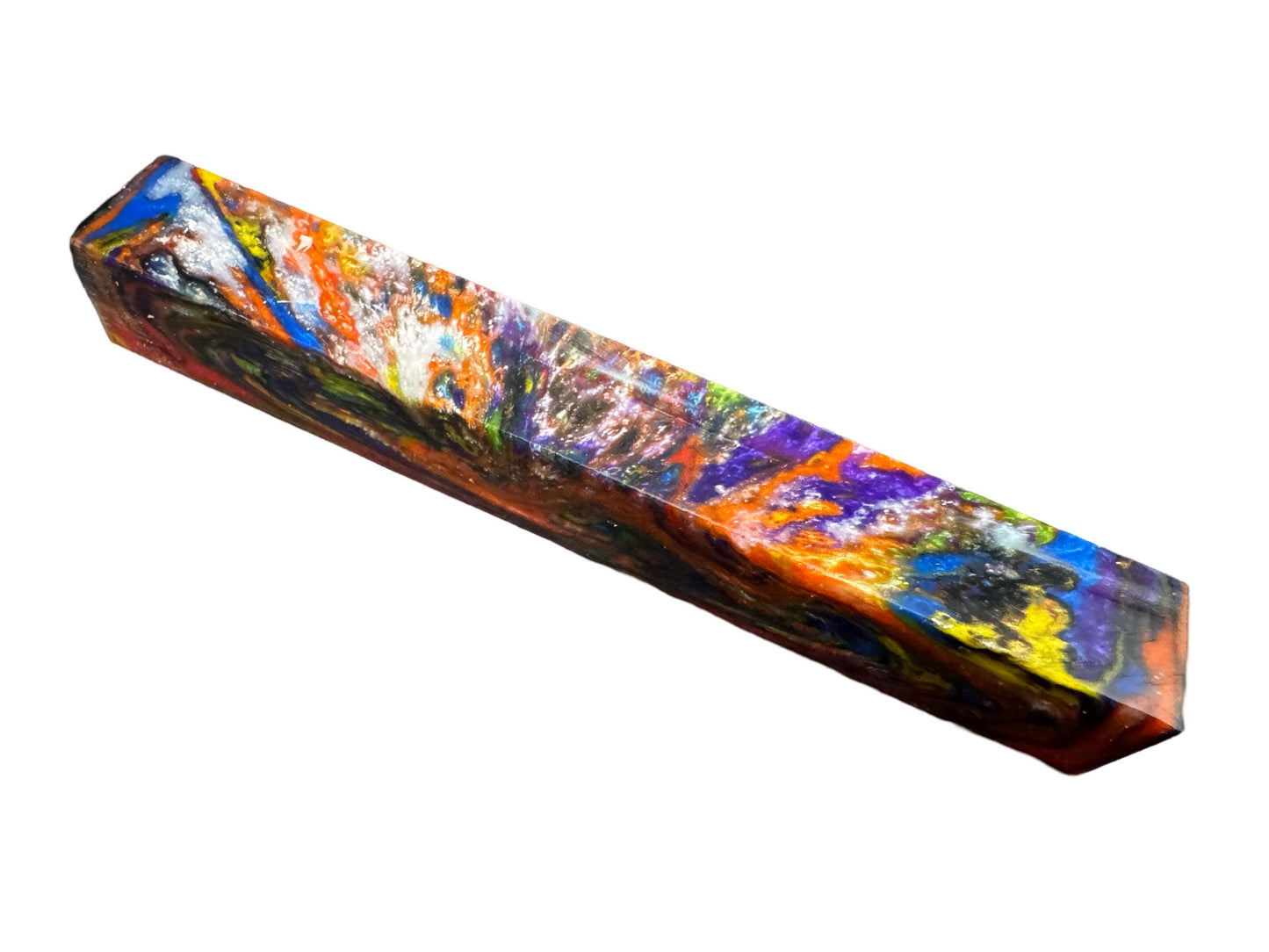 Pen Turning Blank, Alumilite Resin, Dark Rainbow