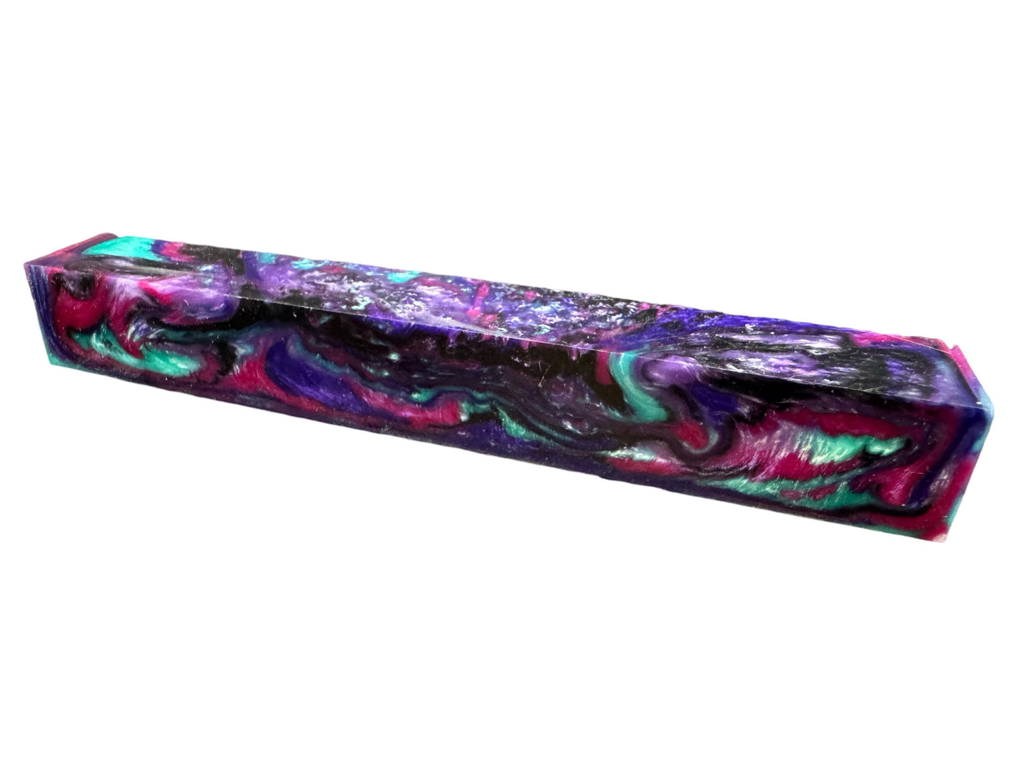 Pen Turning Blank, Alumilite Resin, Dark Maleficent Colors