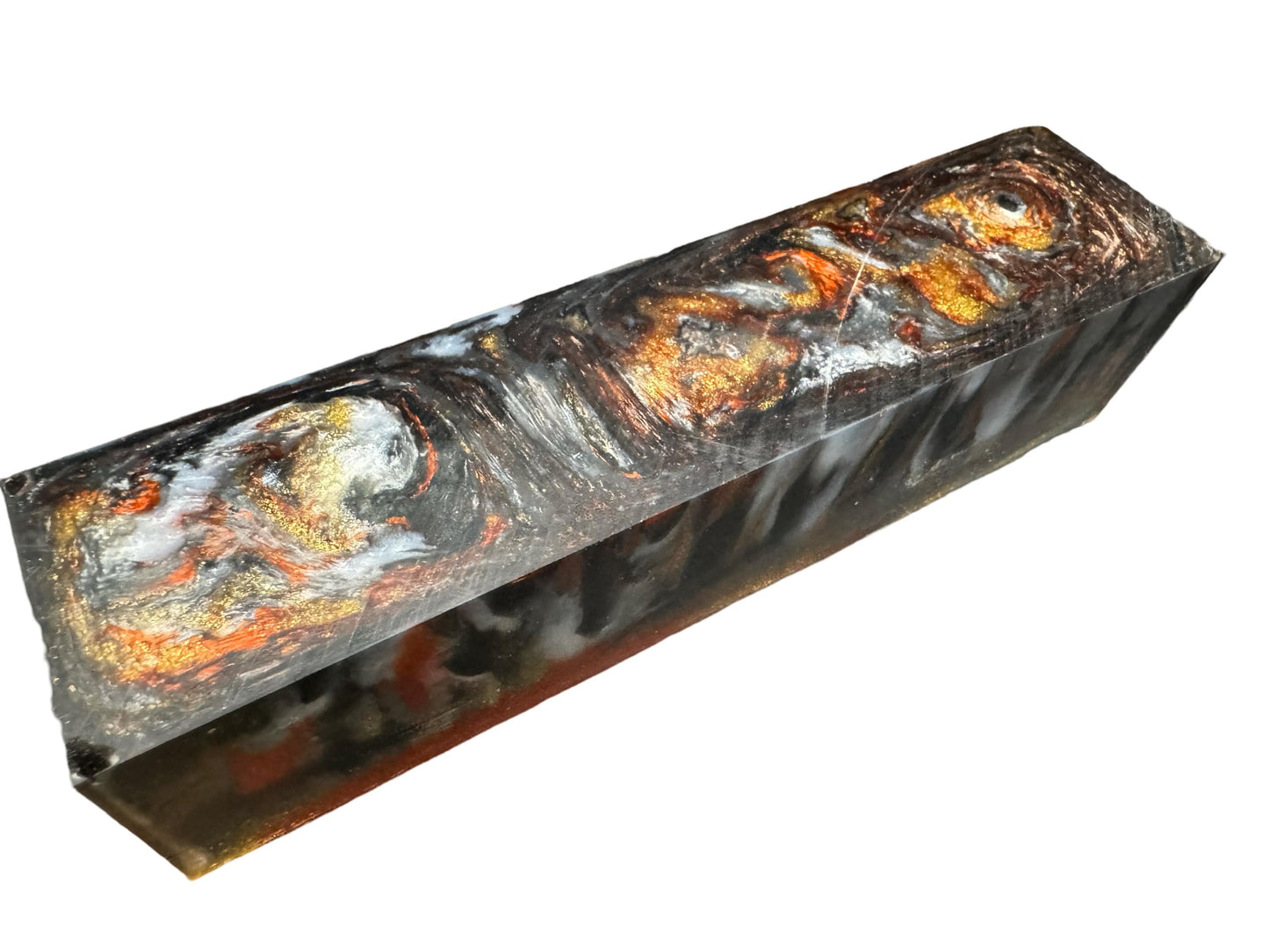 Handle Turning Blank, Alumilite Resin, 1.5x1.5x6, Twisted Metal