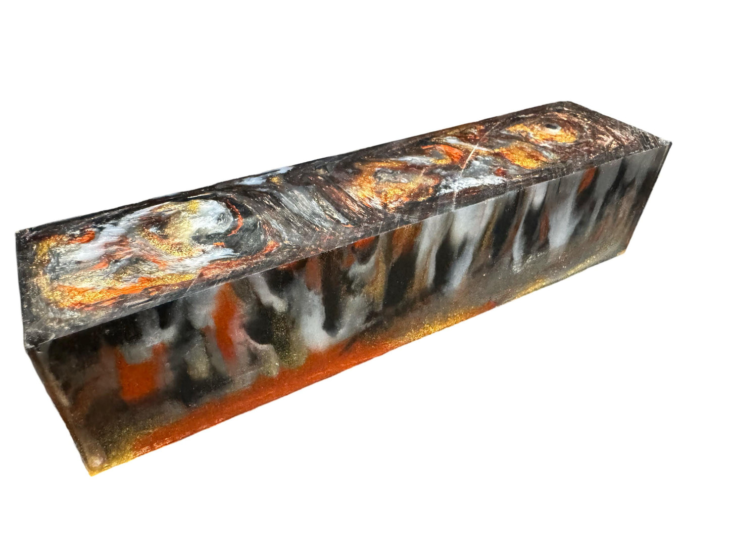Handle Turning Blank, Alumilite Resin, 1.5x1.5x6, Twisted Metal