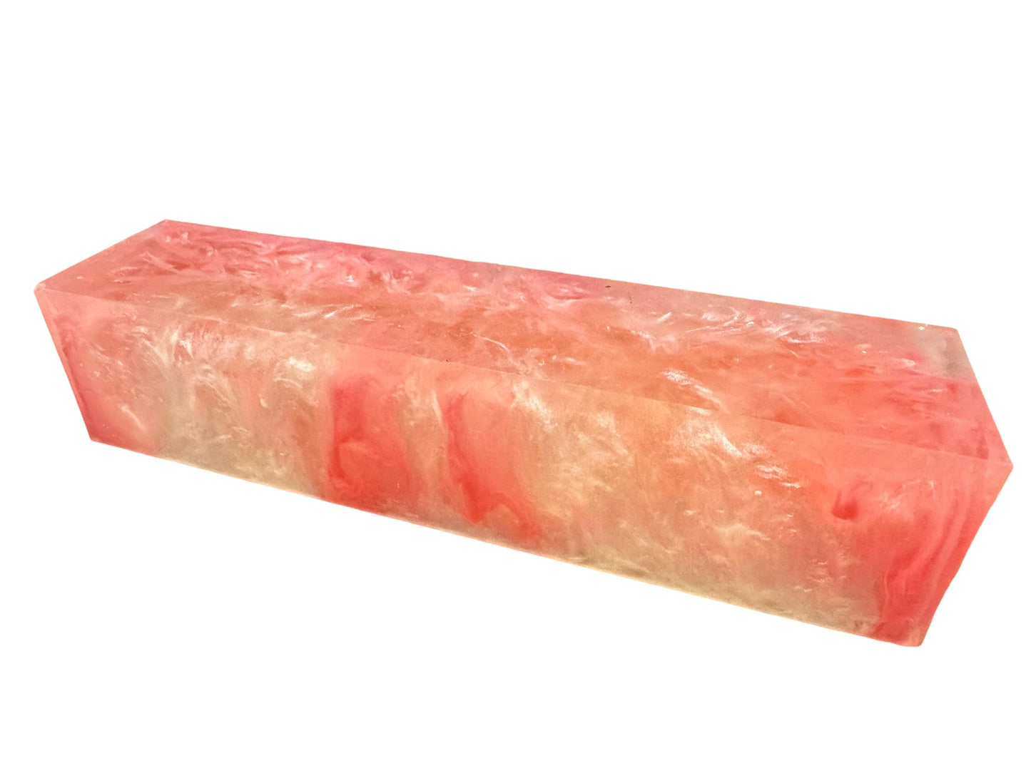 TRANSPARENT Handle Turning Blank, Alumilite Resin, 1.5x1.5x6, Pink Mist