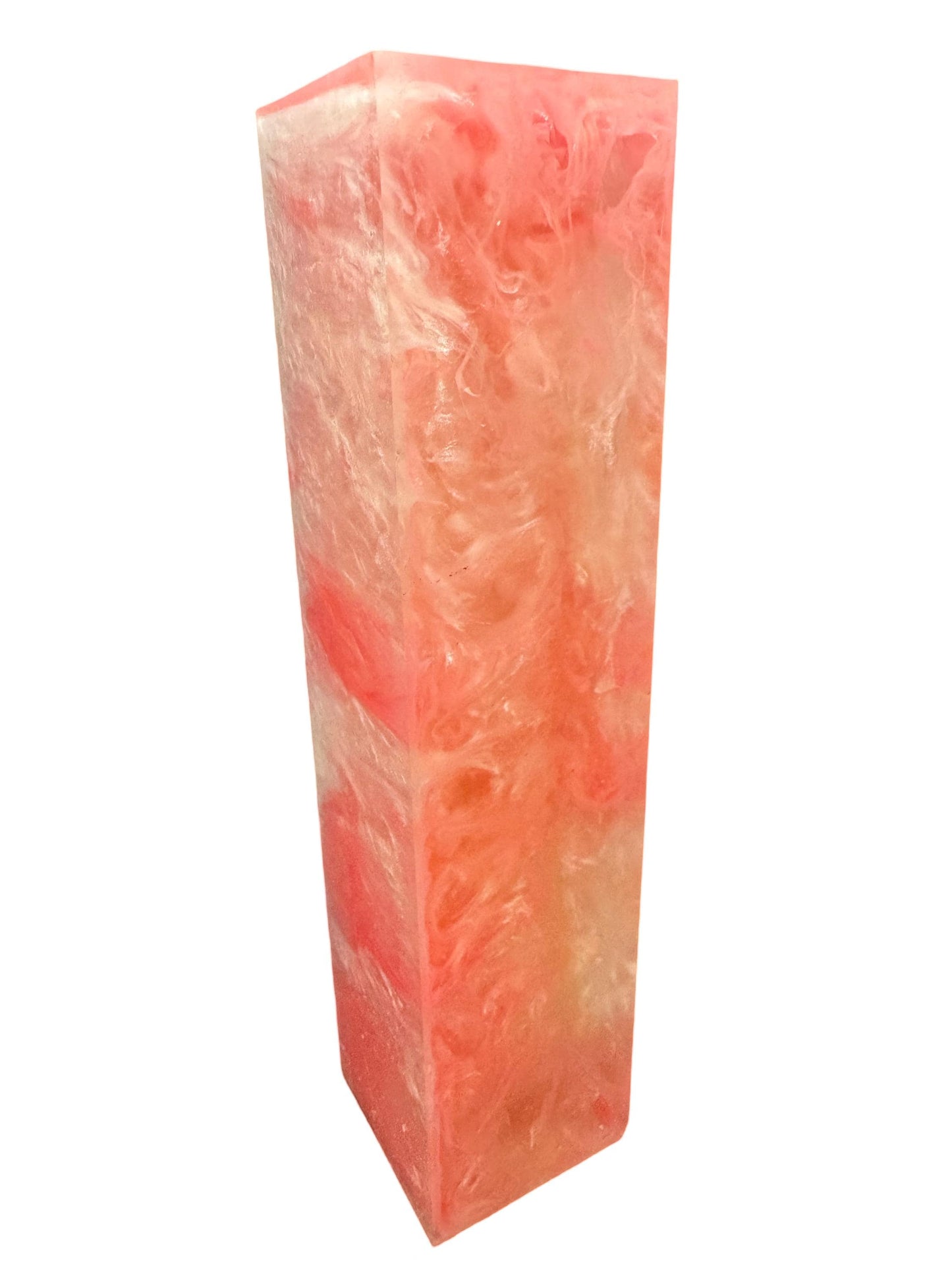 TRANSPARENT Handle Turning Blank, Alumilite Resin, 1.5x1.5x6, Pink Mist