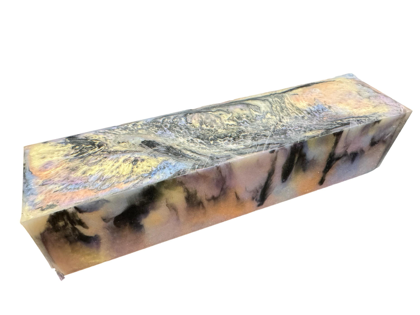 Handle Turning Blank, Alumilite Resin, 1.5x1.5x6, Abalone Shell Colors