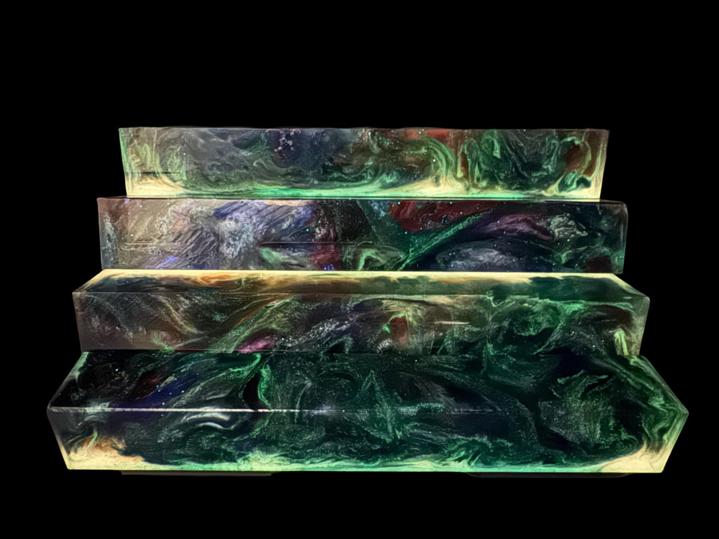 TRANSPARENT Pen Turning Blank, Alumilite Resin, Glow in the Dark, Dark Mermaid