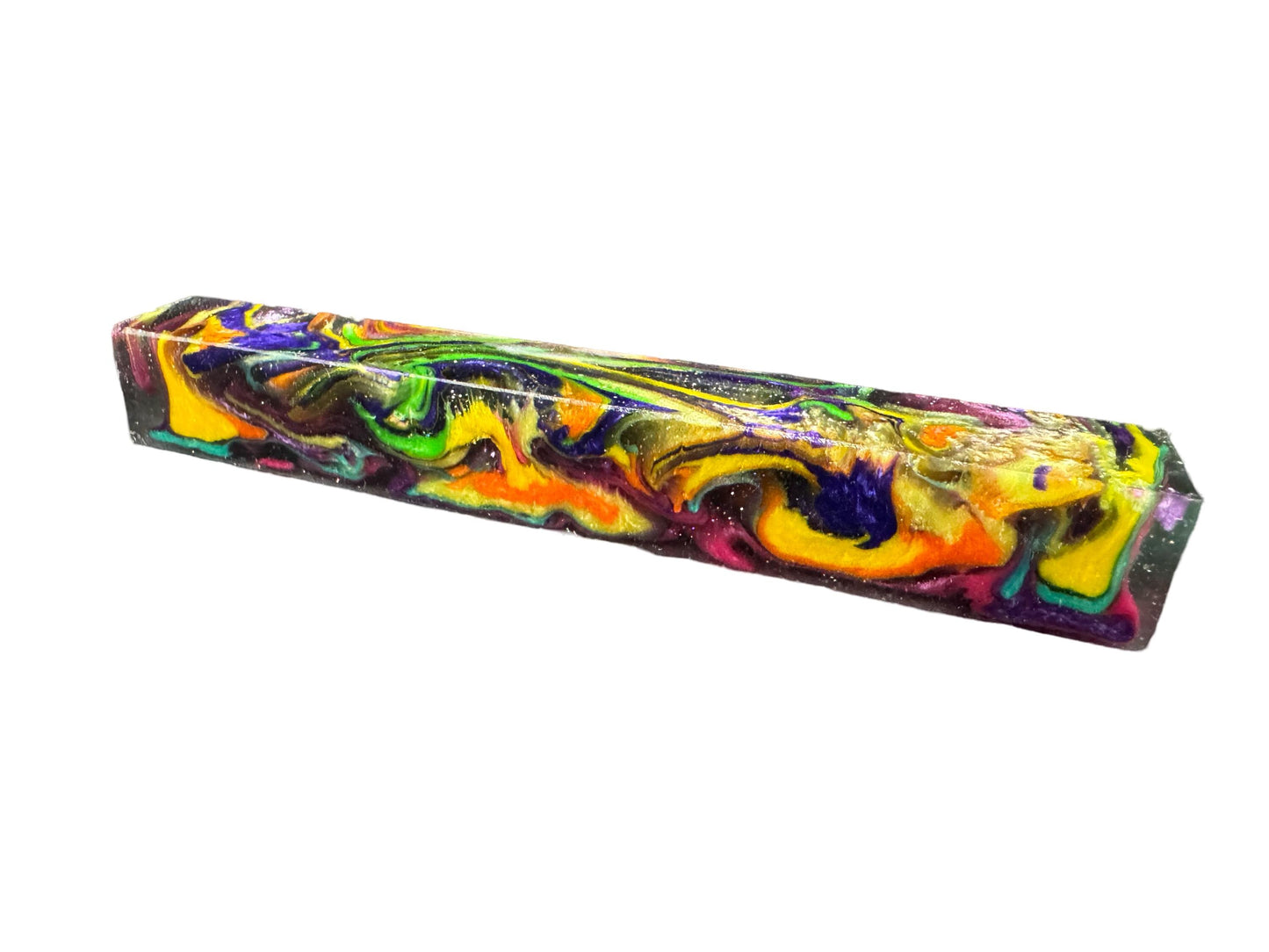 TRANSPARENT Pen Turning Blank, Alumilite Resin, Transparent Psychedelic