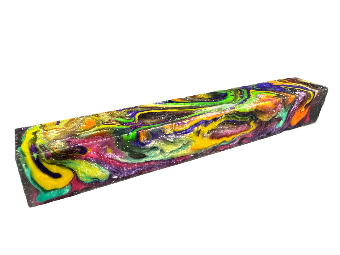 TRANSPARENT Pen Turning Blank, Alumilite Resin, Transparent Psychedelic