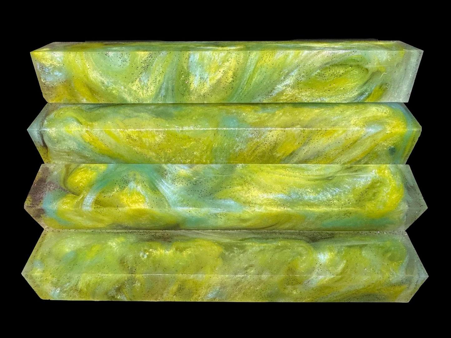 TRANSPARENT Pen Turning Blank, Alumilite Resin, Glow in the Dark, Lemoncello