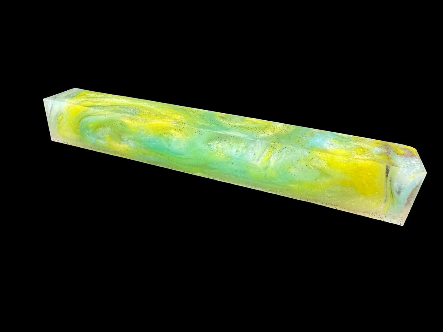 TRANSPARENT Pen Turning Blank, Alumilite Resin, Glow in the Dark, Lemoncello