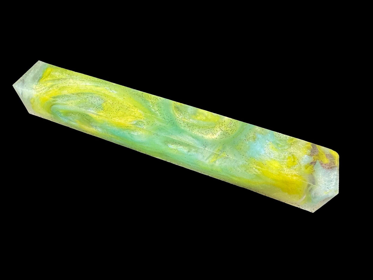 TRANSPARENT Pen Turning Blank, Alumilite Resin, Glow in the Dark, Lemoncello