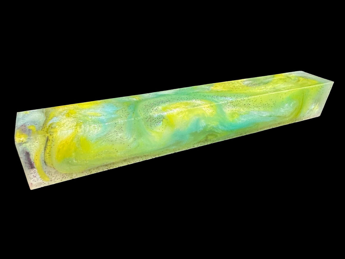 TRANSPARENT Pen Turning Blank, Alumilite Resin, Glow in the Dark, Lemoncello