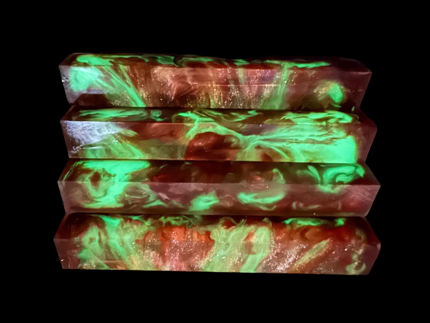 TRANSPARENT Pen Turning Blank, Alumilite Resin, Glow in the Dark, Dragons Blood