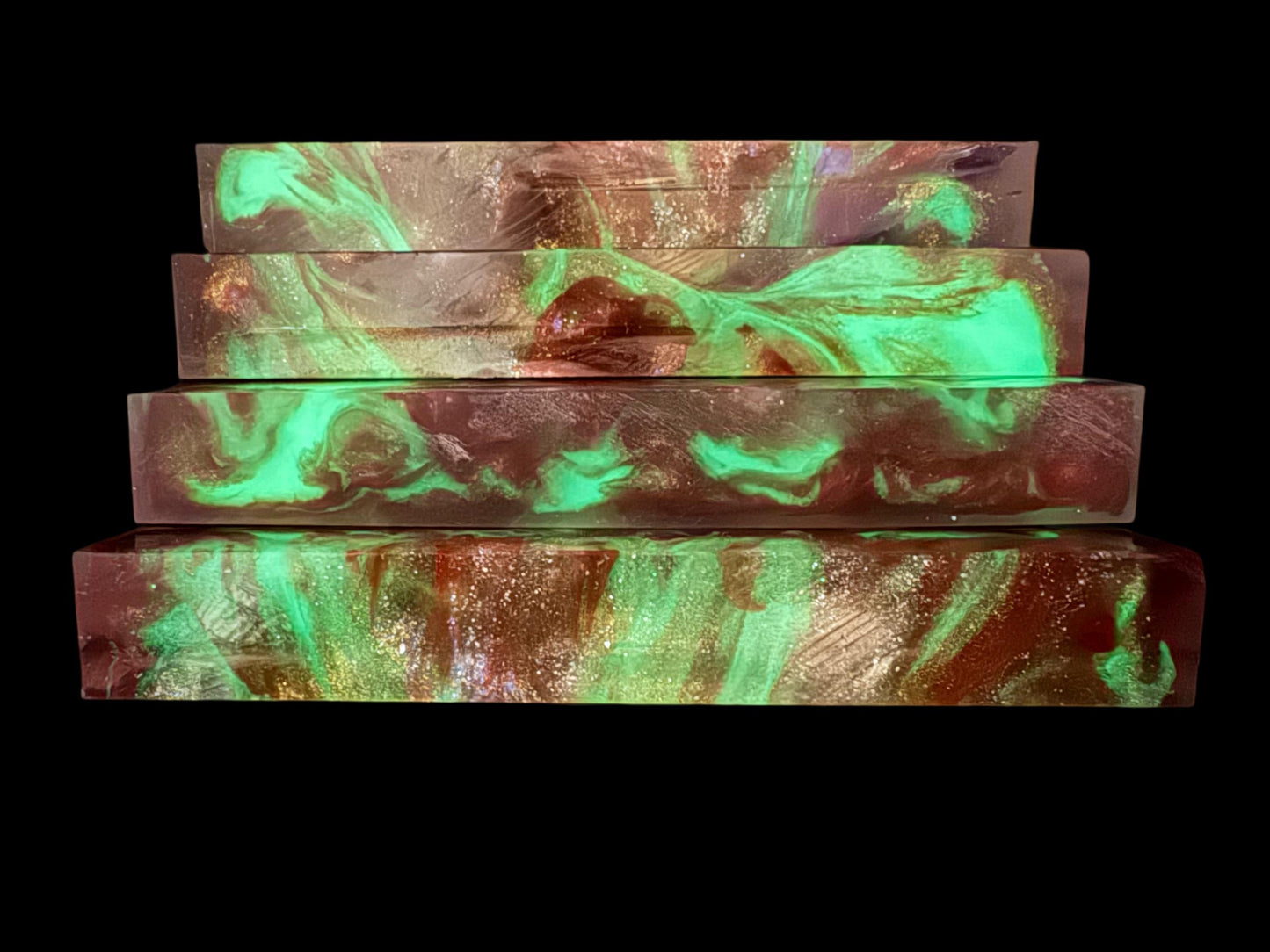 TRANSPARENT Pen Turning Blank, Alumilite Resin, Glow in the Dark, Dragons Blood