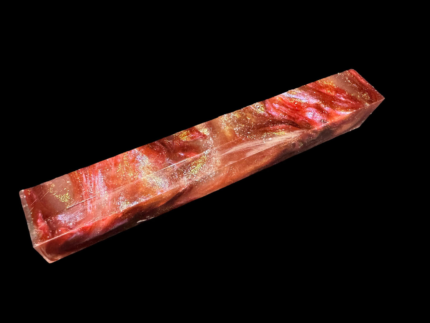 TRANSPARENT Pen Turning Blank, Alumilite Resin, Glow in the Dark, Dragons Blood