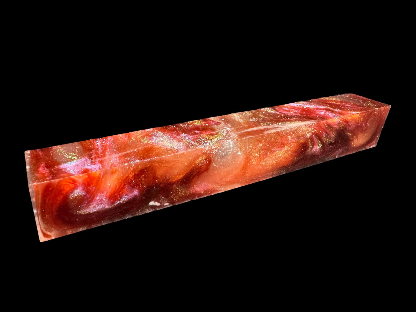 TRANSPARENT Pen Turning Blank, Alumilite Resin, Glow in the Dark, Dragons Blood