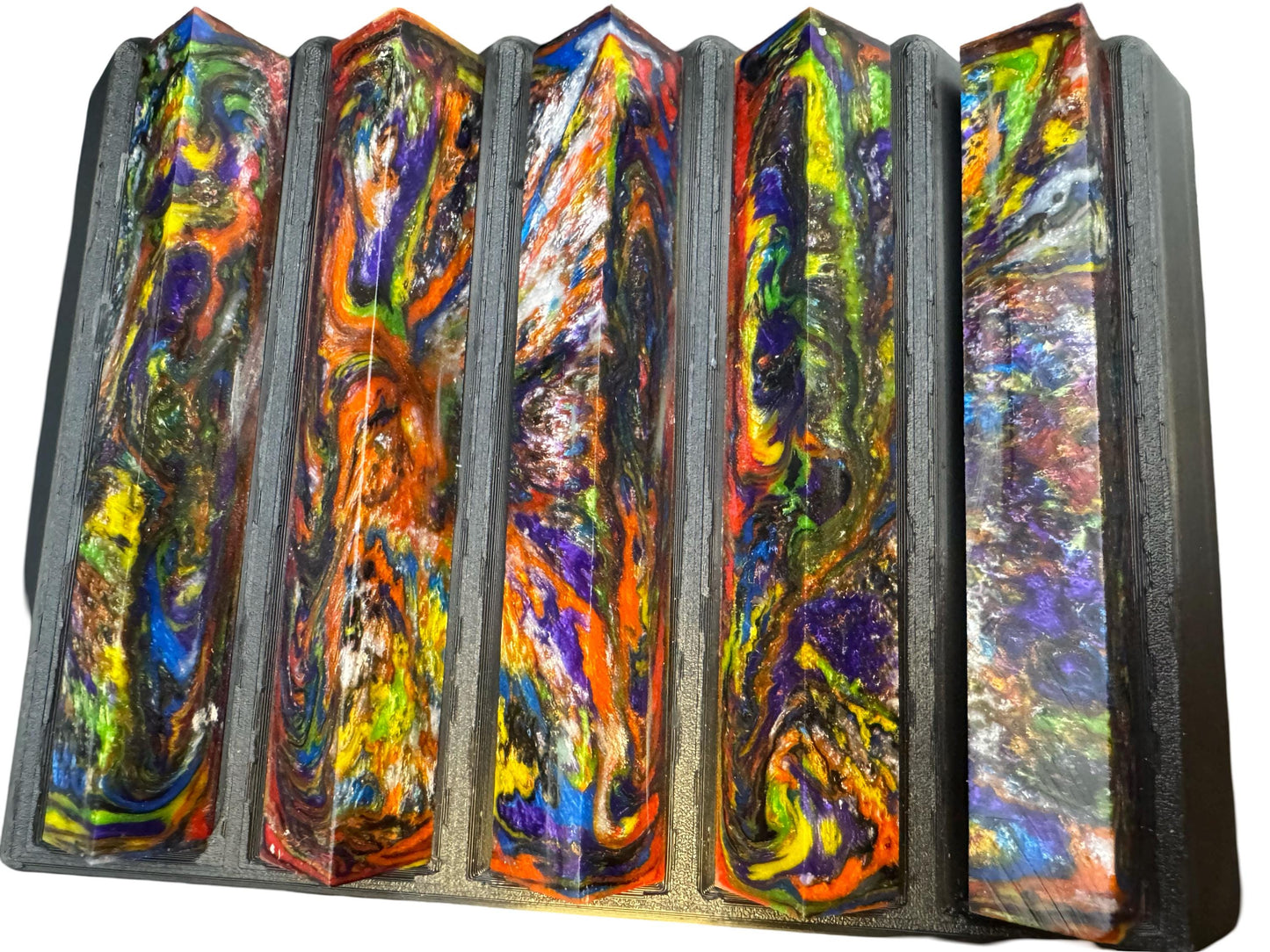Pen Turning Blank, Alumilite Resin, Dark Rainbow