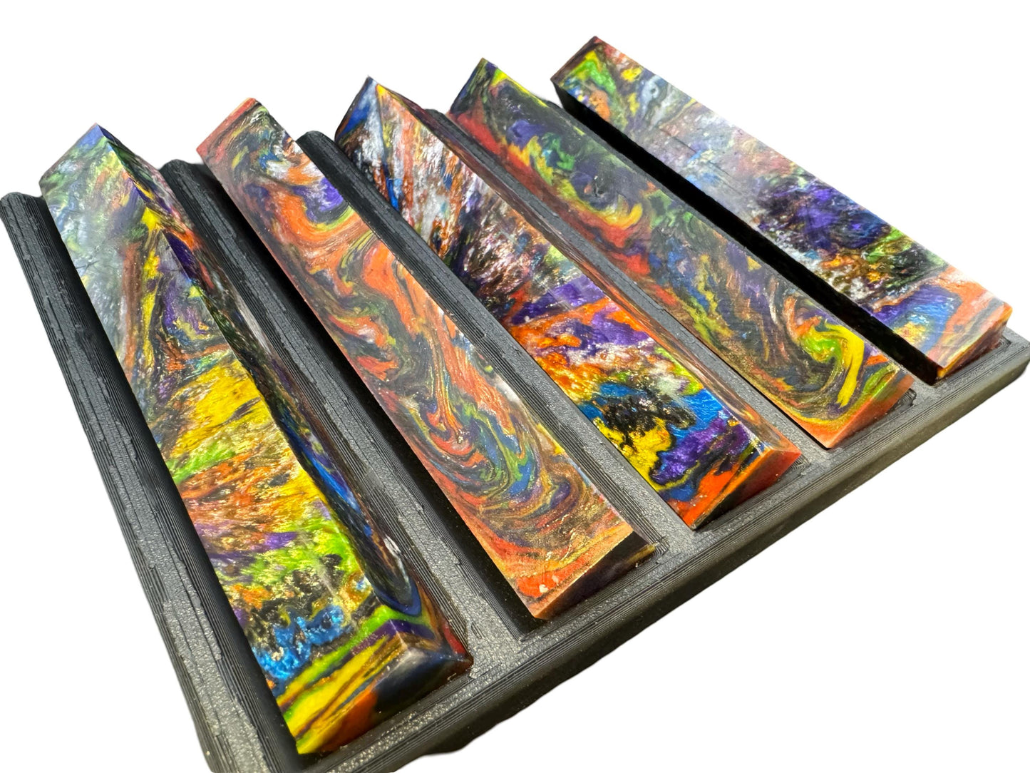 Pen Turning Blank, Alumilite Resin, Dark Rainbow