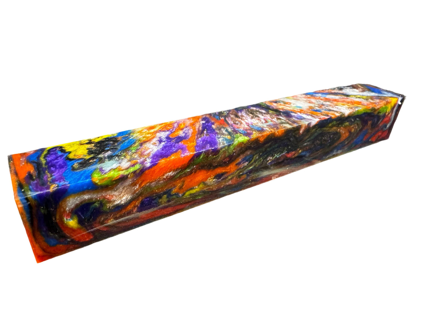 Pen Turning Blank, Alumilite Resin, Dark Rainbow