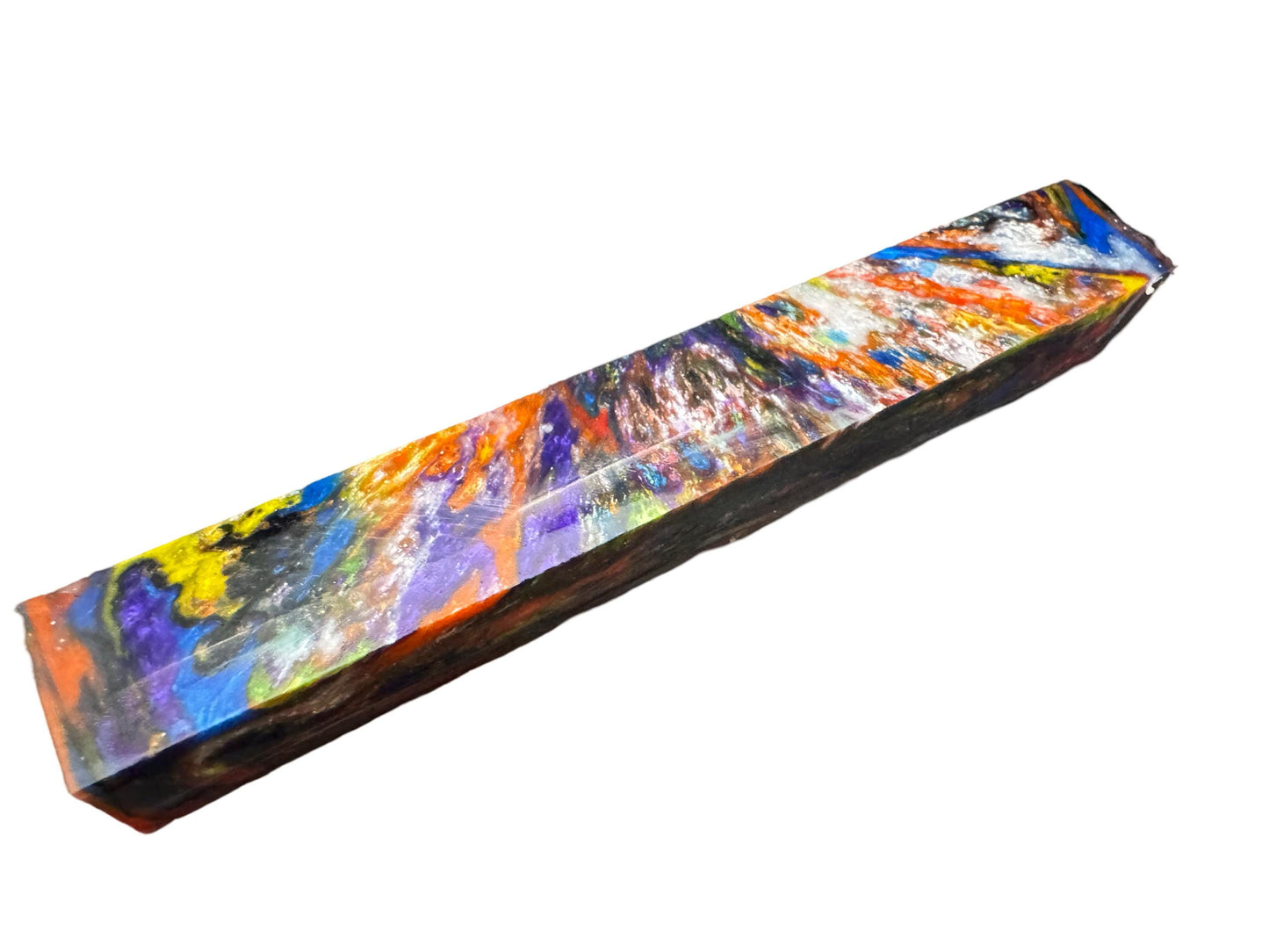 Pen Turning Blank, Alumilite Resin, Dark Rainbow