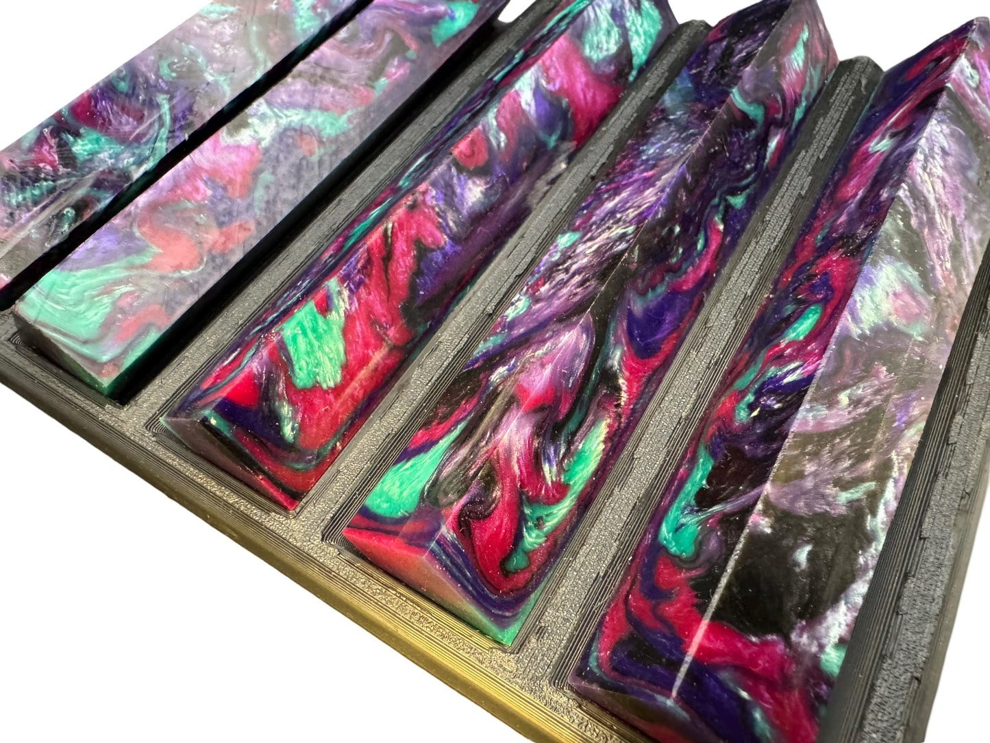 Pen Turning Blank, Alumilite Resin, Dark Maleficent Colors