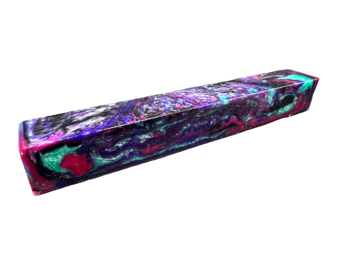 Pen Turning Blank, Alumilite Resin, Dark Maleficent Colors