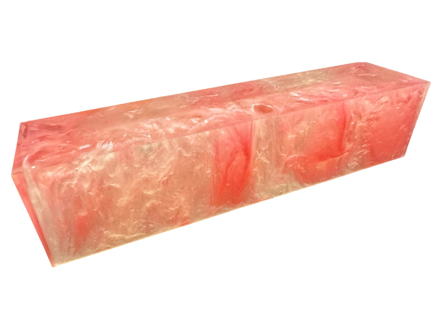 TRANSPARENT Handle Turning Blank, Alumilite Resin, 1.5x1.5x6, Pink Mist