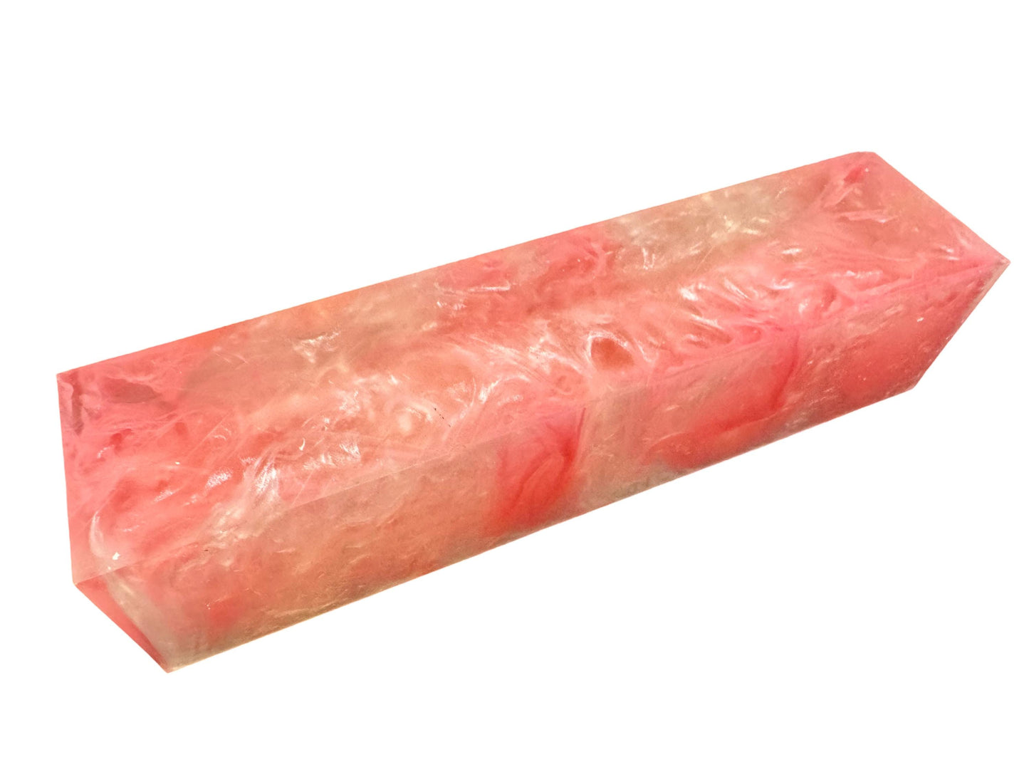 TRANSPARENT Handle Turning Blank, Alumilite Resin, 1.5x1.5x6, Pink Mist