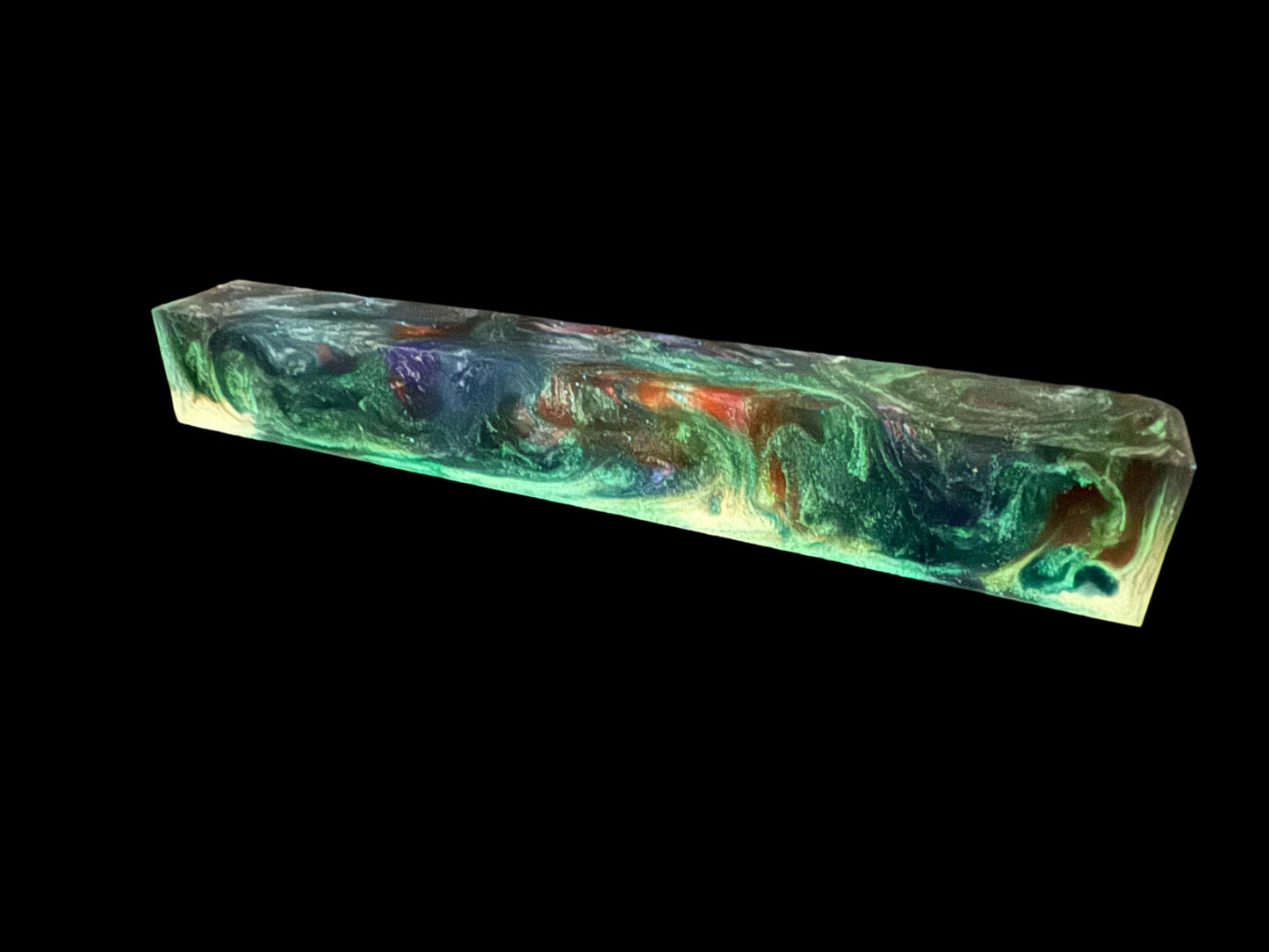 TRANSPARENT Pen Turning Blank, Alumilite Resin, Glow in the Dark, Dark Mermaid