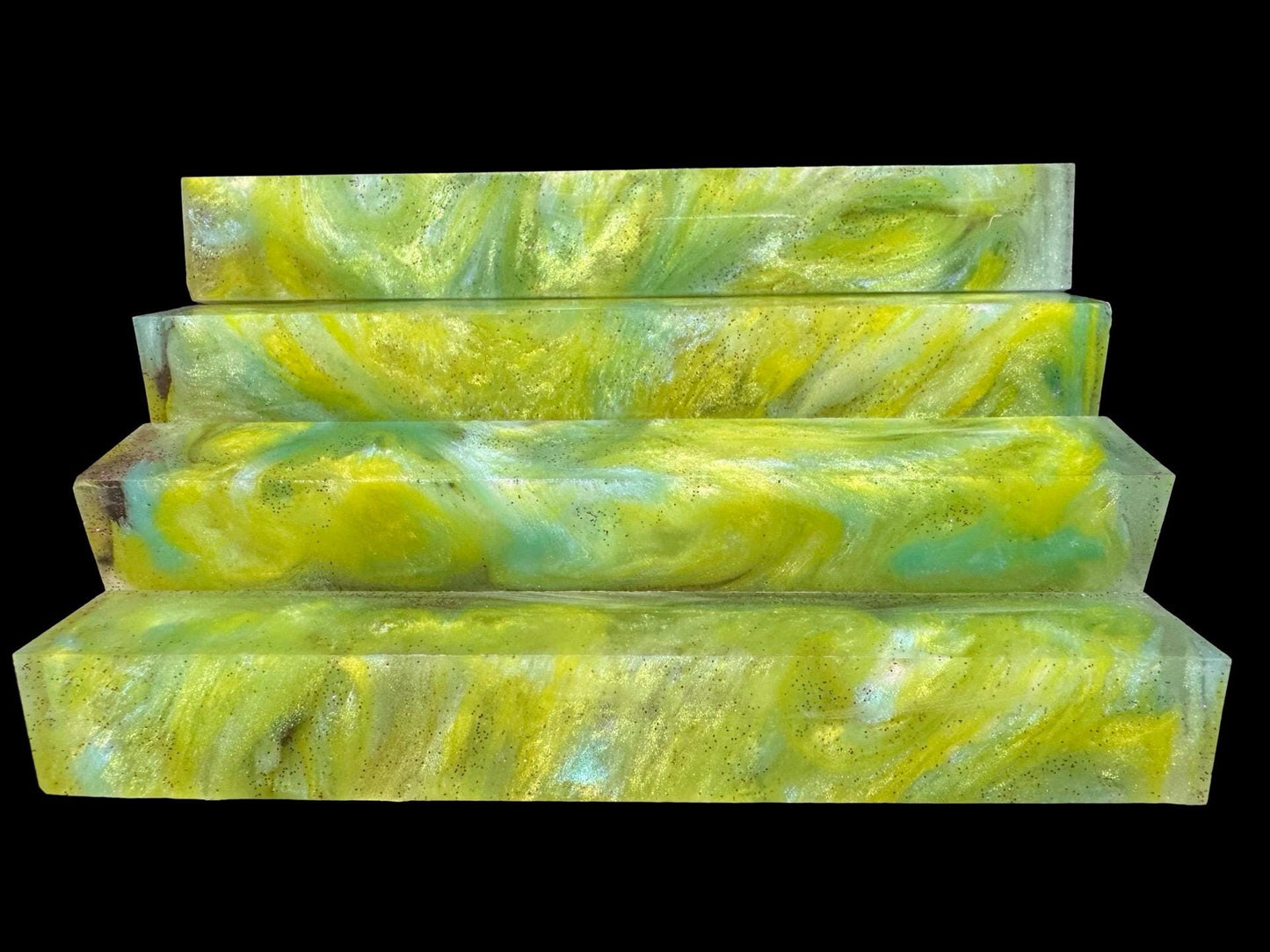 TRANSPARENT Pen Turning Blank, Alumilite Resin, Glow in the Dark, Lemoncello