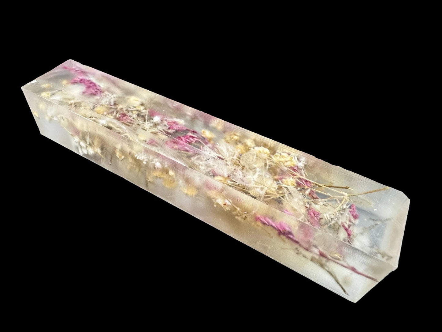 Dried Flowers Pen Turning Blank, Alumilite Resin, Oversized, Blank 107
