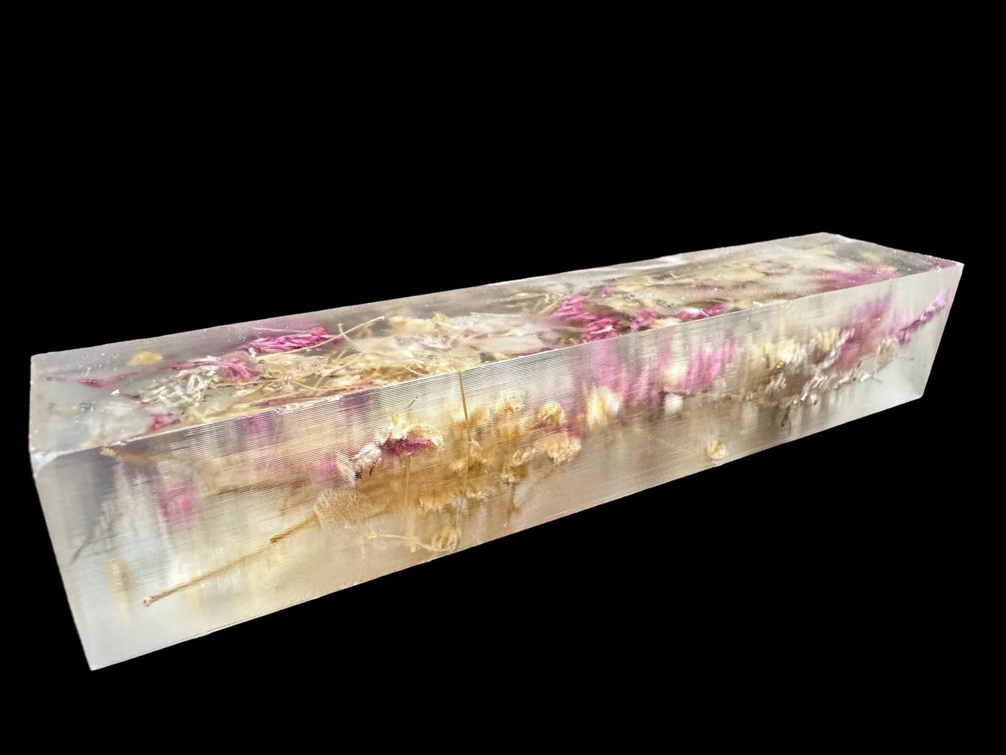 Dried Flowers Pen Turning Blank, Alumilite Resin, Oversized, Blank 107