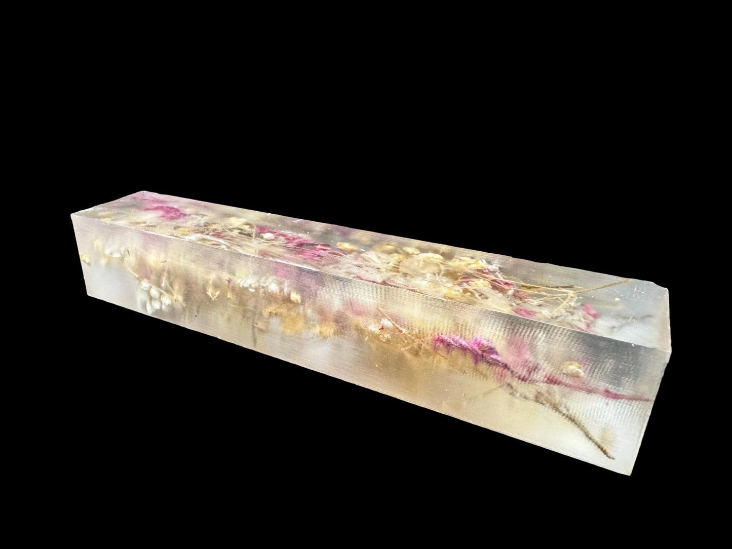Dried Flowers Pen Turning Blank, Alumilite Resin, Oversized, Blank 107