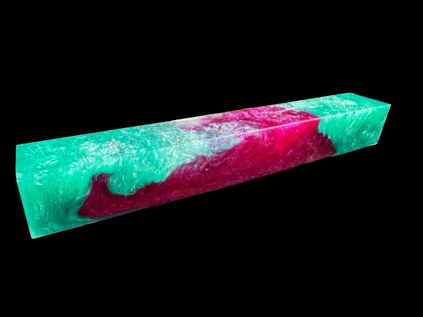 TRANSPARENT Pen Turning Blank, Alumilite Resin, Teal and Pink