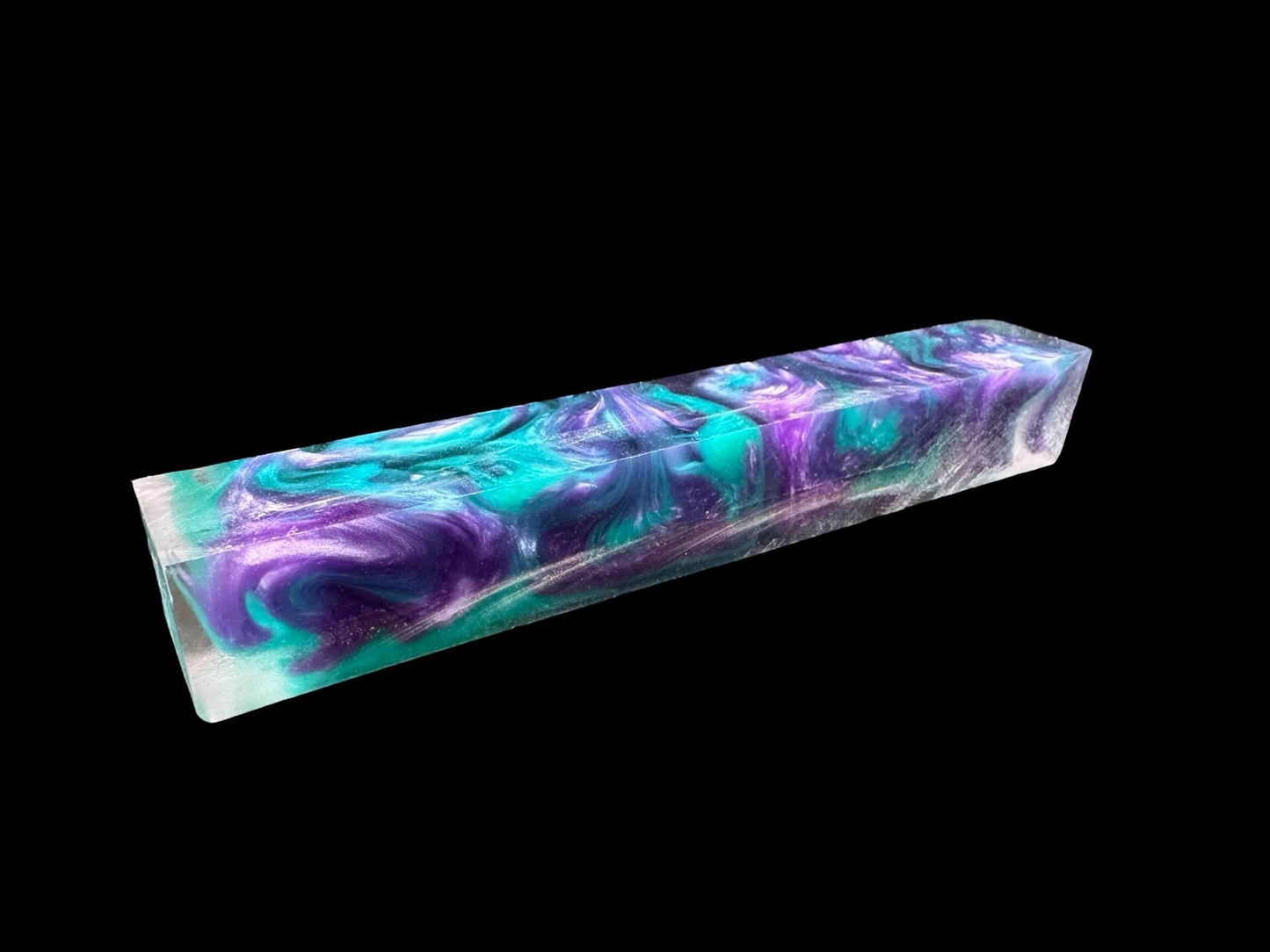 TRANSPARENT Pen Turning Blank, Alumilite Resin, Lavender and Teal
