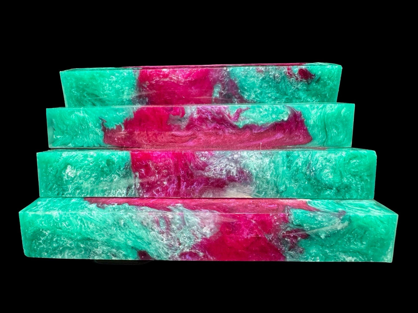 TRANSPARENT Pen Turning Blank, Alumilite Resin, Teal and Pink
