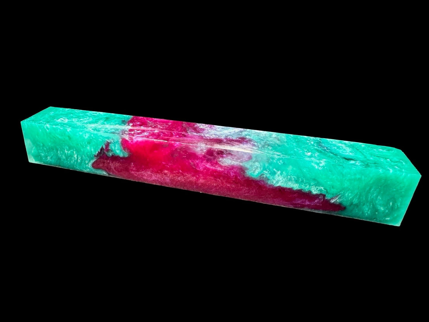 TRANSPARENT Pen Turning Blank, Alumilite Resin, Teal and Pink