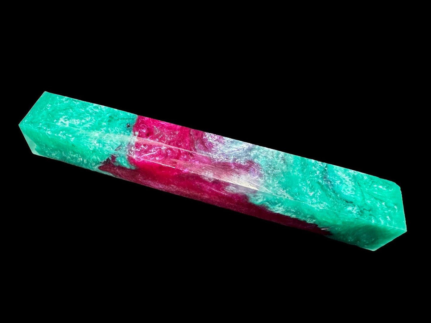 TRANSPARENT Pen Turning Blank, Alumilite Resin, Teal and Pink