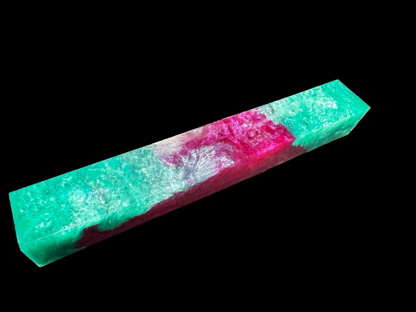 TRANSPARENT Pen Turning Blank, Alumilite Resin, Teal and Pink