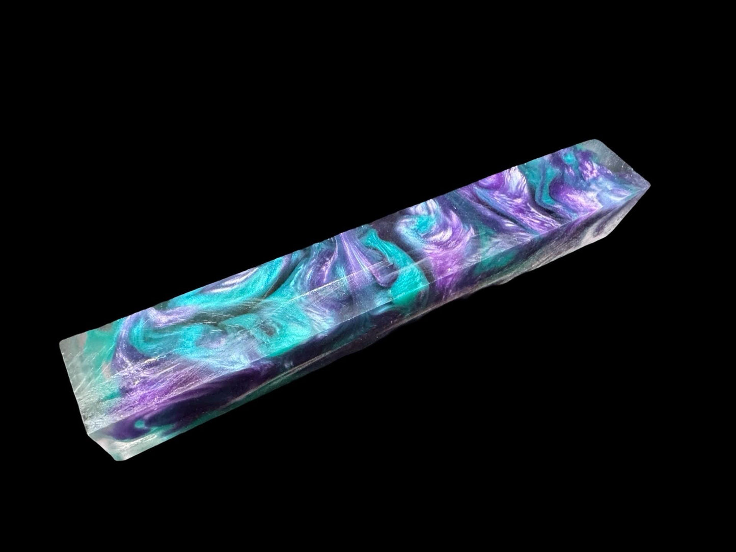 TRANSPARENT Pen Turning Blank, Alumilite Resin, Lavender and Teal