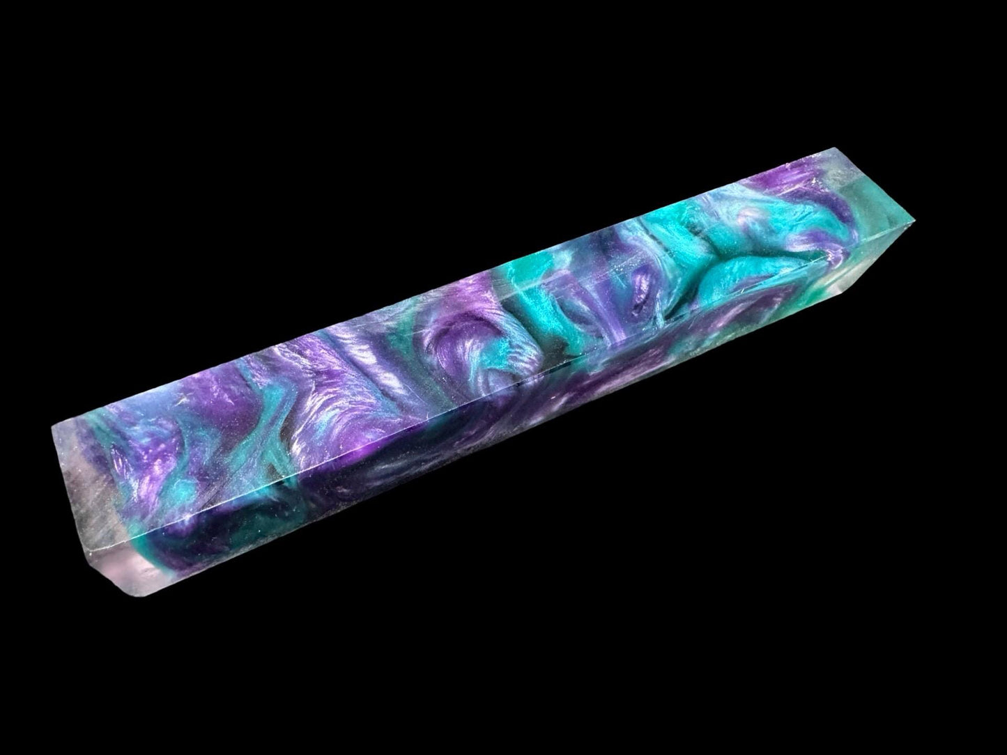 TRANSPARENT Pen Turning Blank, Alumilite Resin, Lavender and Teal