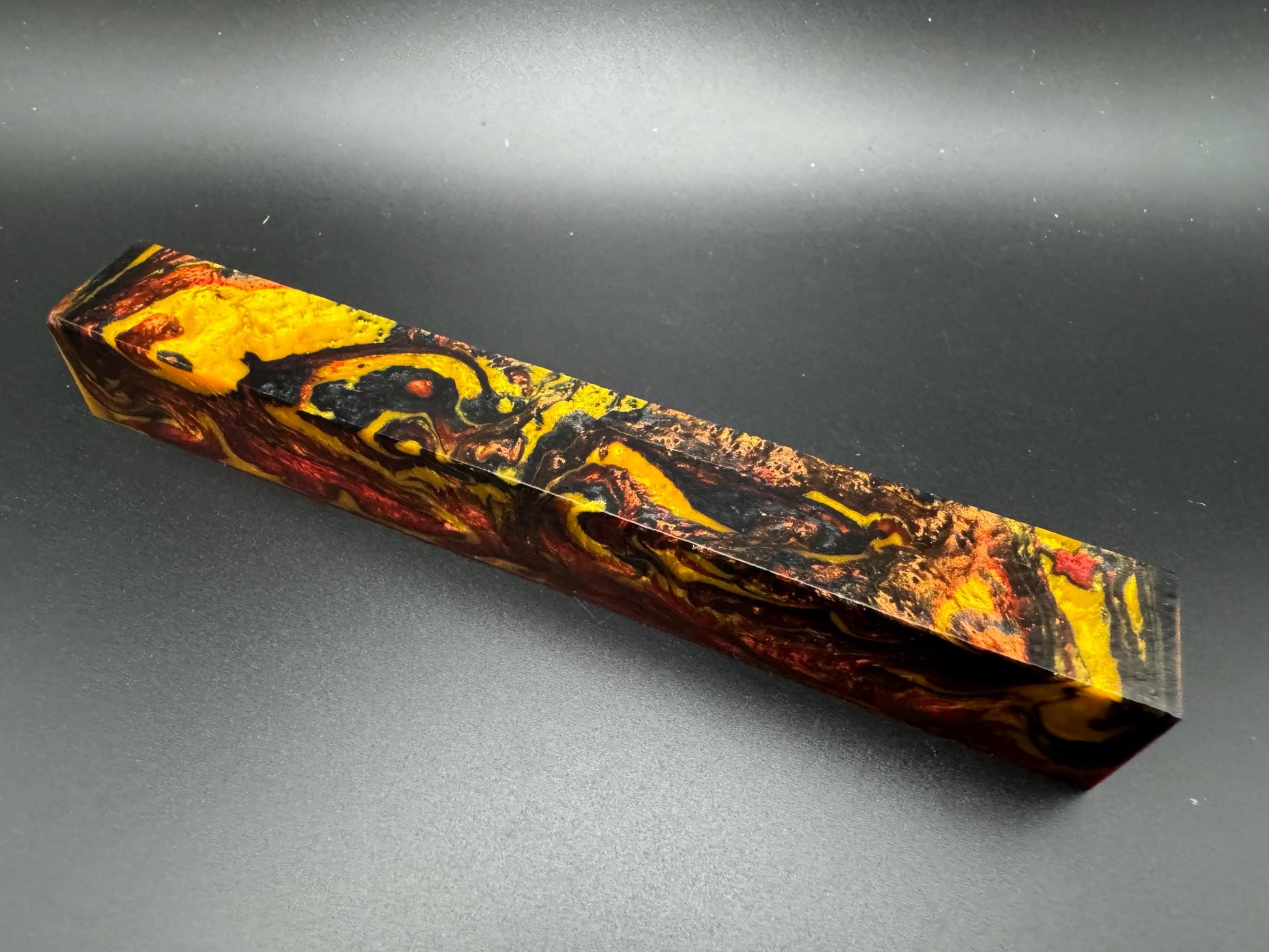 Pen Turning Blank, Alumilite Resin, Fire and Brimstone