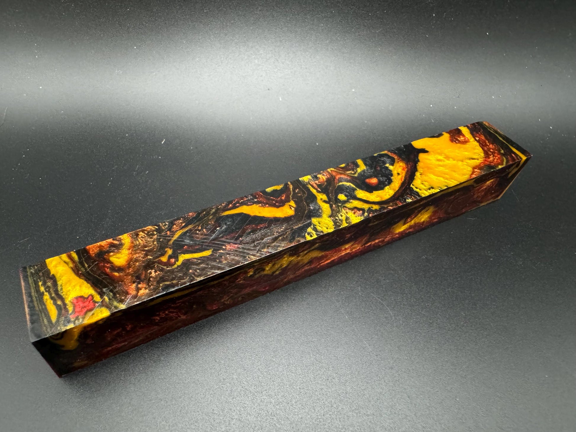 Pen Turning Blank, Alumilite Resin, Fire and Brimstone