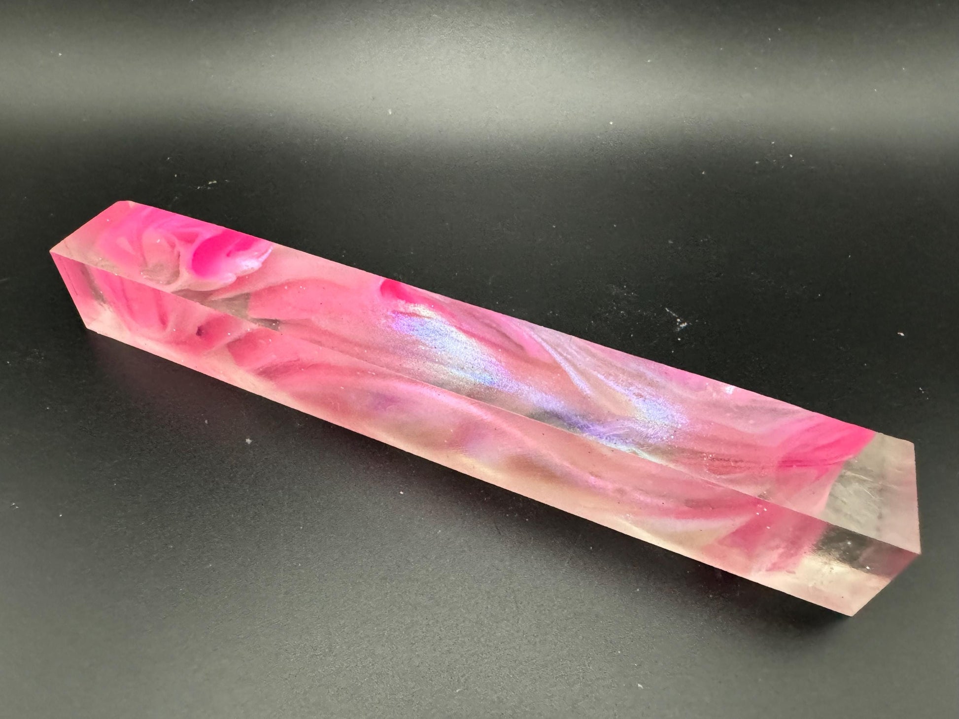 TRANSPARENT Glow in the Dark Pen Turning Blank, Alumilite Resin, Pink Glow