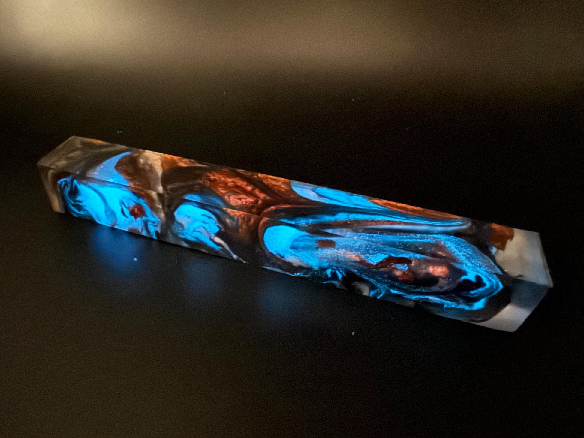 TRANSPARENT Glow in the Dark Pen Turning Blank, Alumilite Resin, Berries and Cream Glow