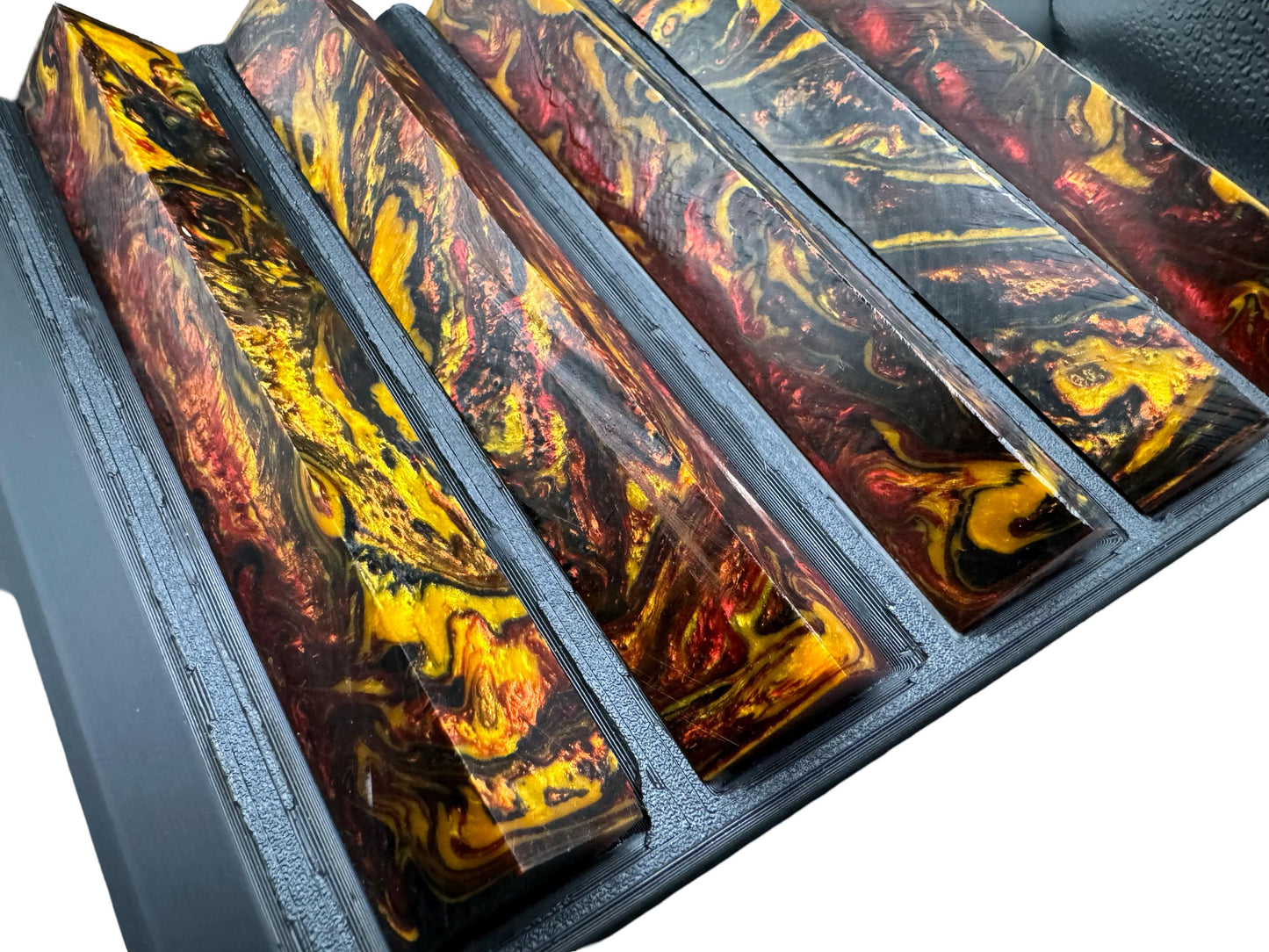 Pen Turning Blank, Alumilite Resin, Fire and Brimstone