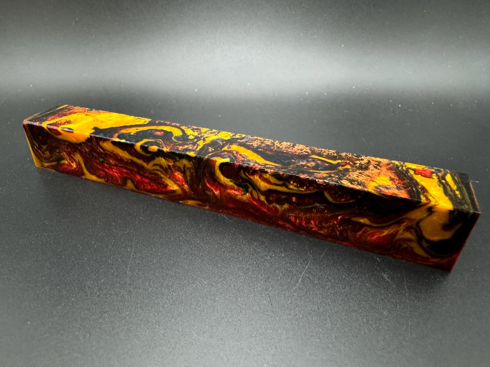 Pen Turning Blank, Alumilite Resin, Fire and Brimstone