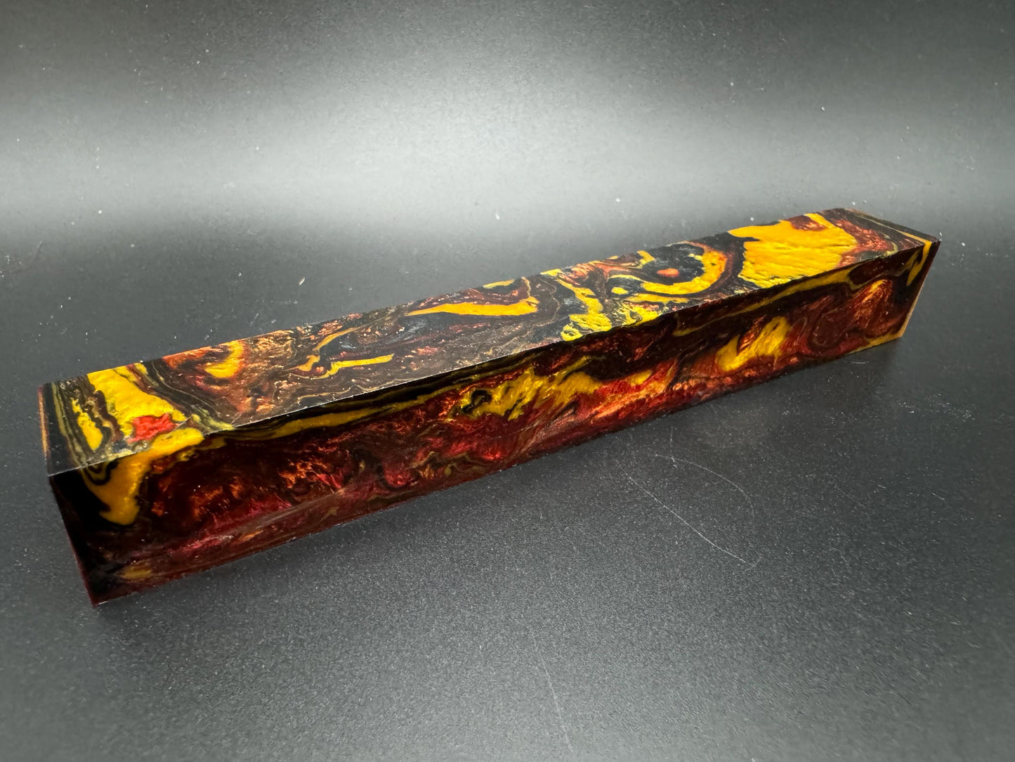 Pen Turning Blank, Alumilite Resin, Fire and Brimstone